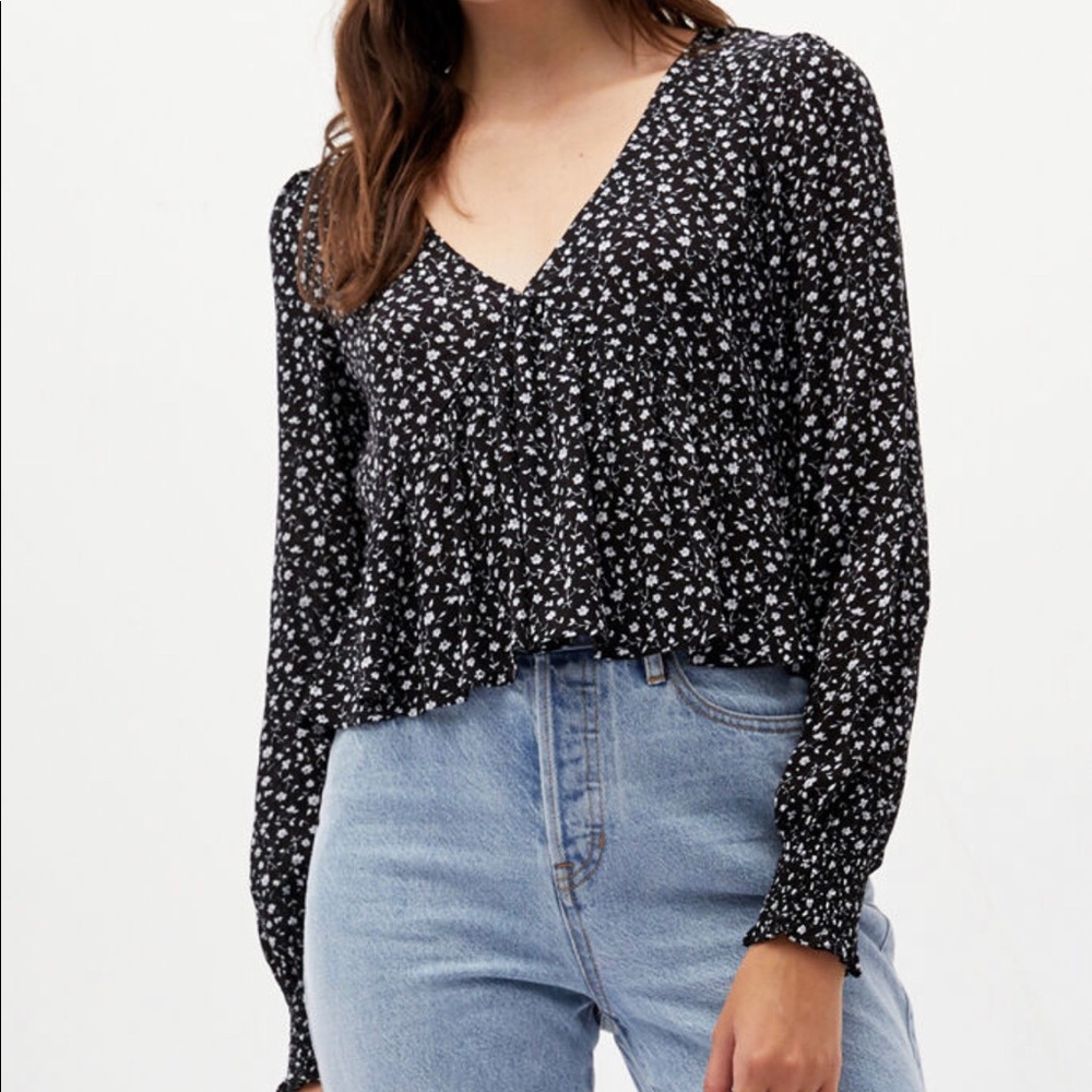 Pacsun babydoll polka dot long sleeve